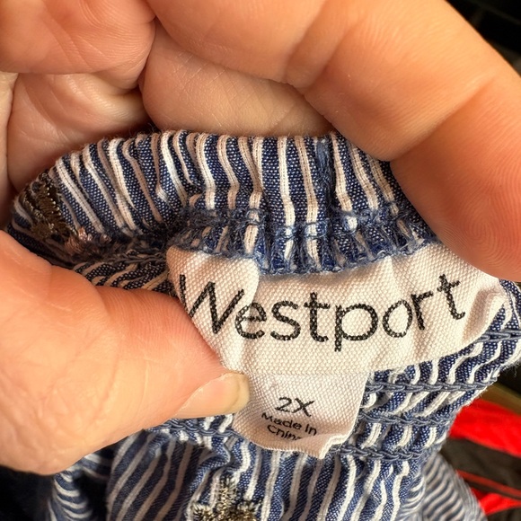 Westport Blue Pinstripe Blouse with Floral Details - Picture 2 of 4
